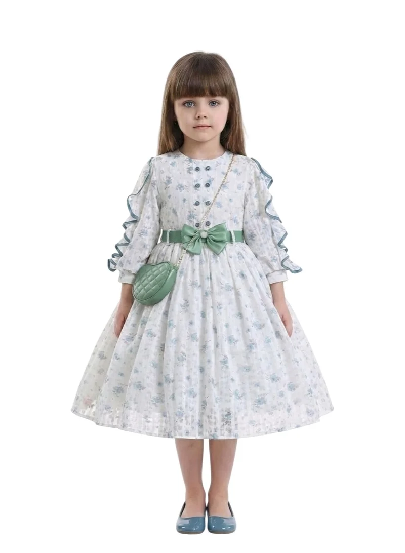 Bidani Lujain Blossom Dress Green with Bag